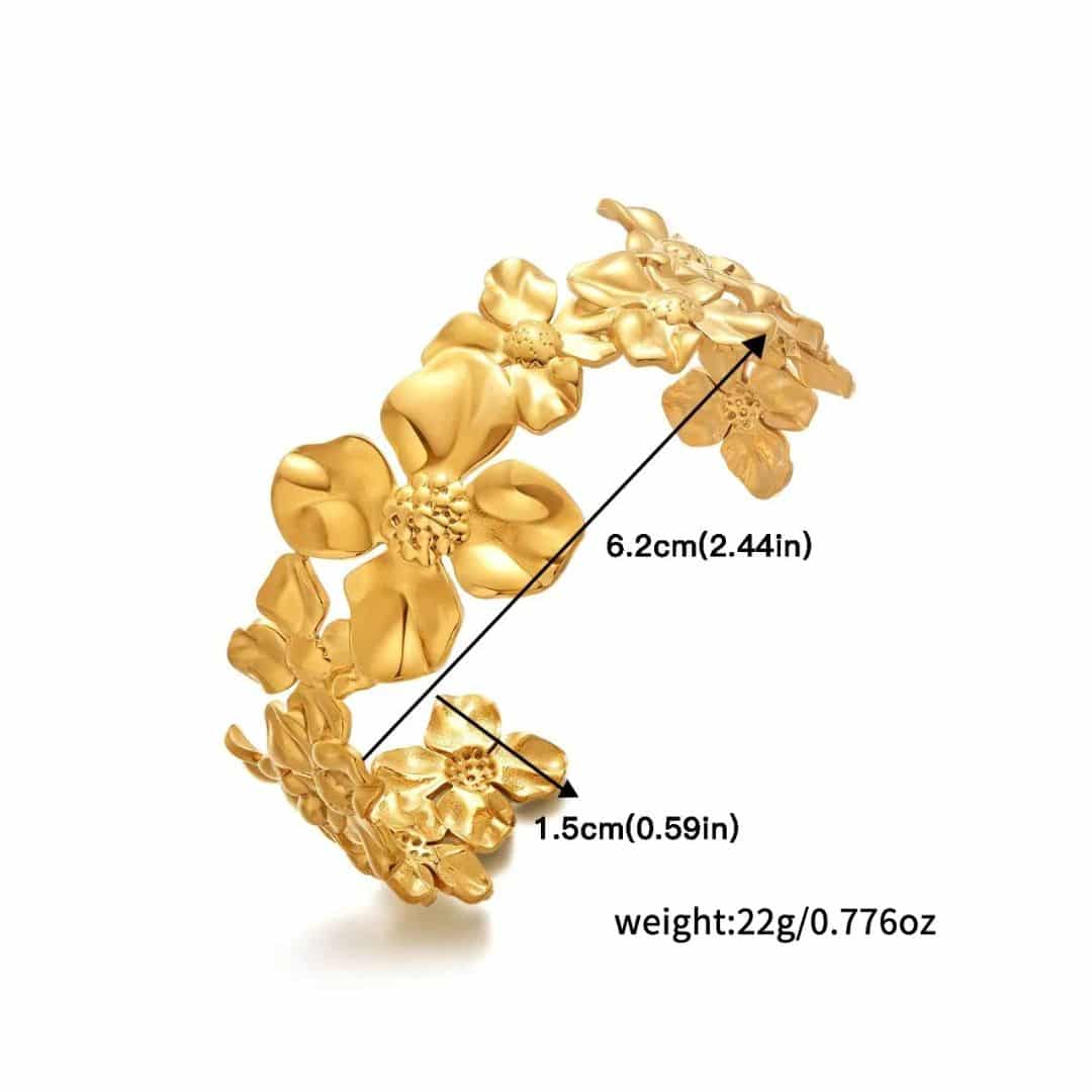 Brazalete Dorado Flores Medianas