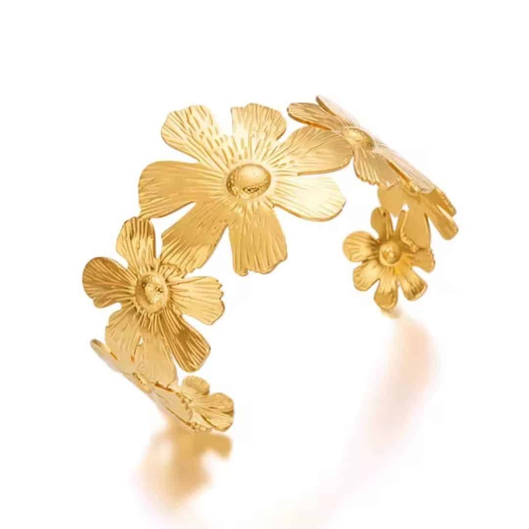 Brazalete Dorado Flores Grandes