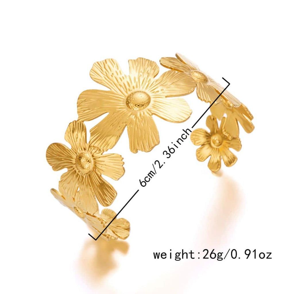 Brazalete Dorado Flores Grandes