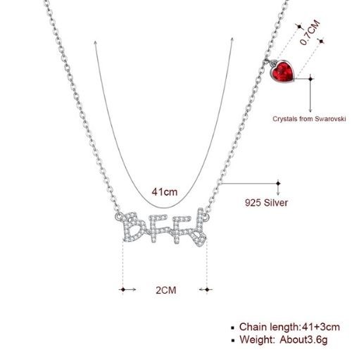 Cadena BFF Plata 925 con Cristal de Swarovski