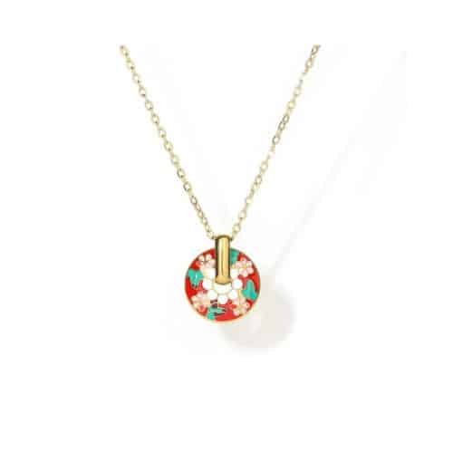 Cadena Dorada Dije Rojo Flores