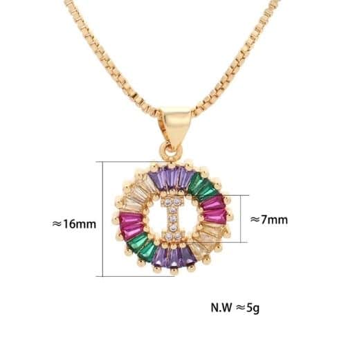 Cadena Dorada Circulo Colores Letra I