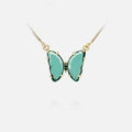 Cadena Dorada Mariposa de Cristal Verde