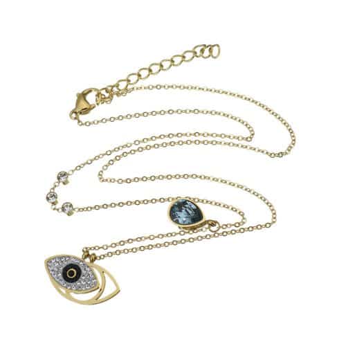 Cadena Dorada Ojo Turco Gota Celeste