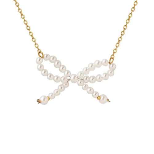 Cadena Dorada Moña Blanca Perlitas