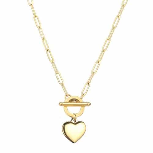 Collar Paperclip Corazon Cierre Frontal