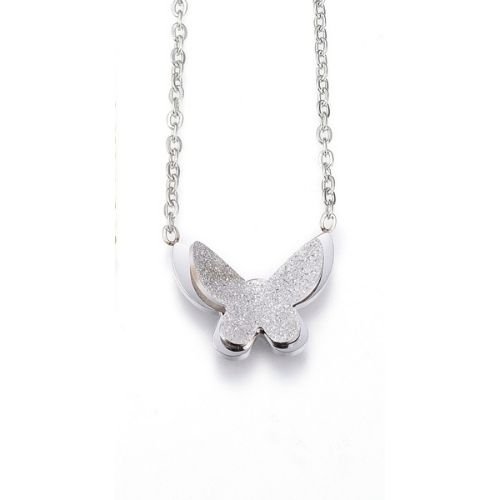 Cadena Plateada Mariposa Brillos
