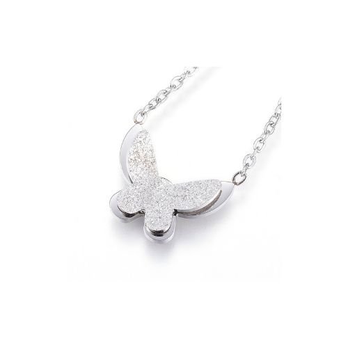 Cadena Plateada Mariposa Brillos