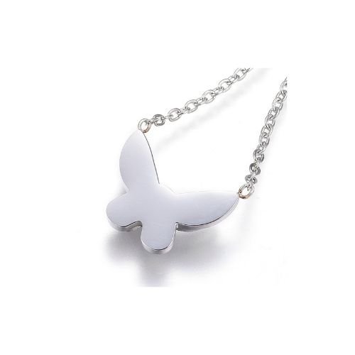 Cadena Plateada Mariposa Brillos