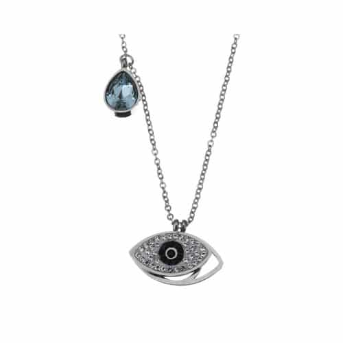 Cadena Plateada Ojo Turco Gota Celeste