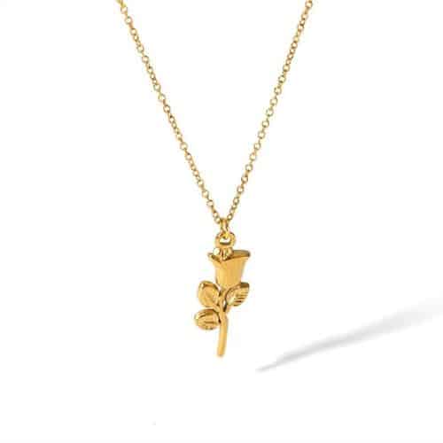 Cadena Dorada Dije Rosa con tallo