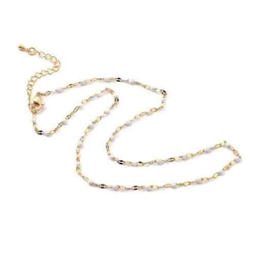Choker Dorado con bolitas blancas