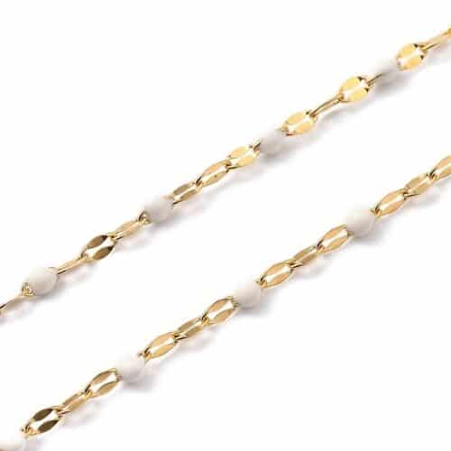 Choker Dorado con bolitas blancas