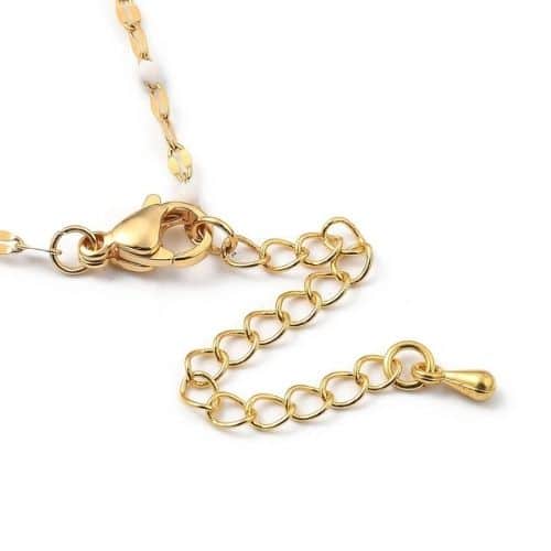 Choker Dorado con bolitas blancas