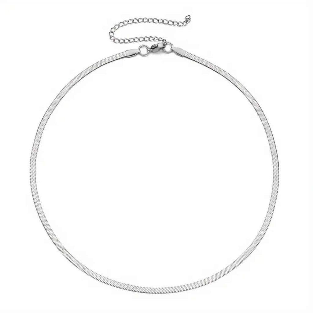 Choker Plateado Herringbone