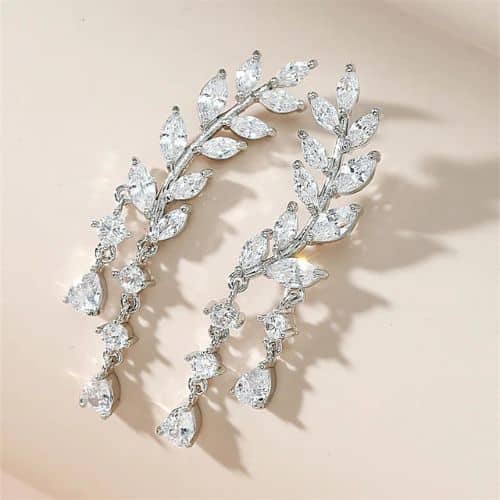 Aretes Climbers Platedos Hojas Zirconias