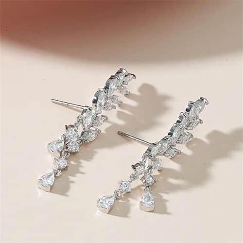 Aretes Climbers Platedos Hojas Zirconias