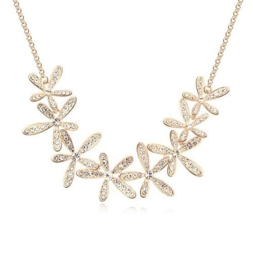 Collar Dorado Flores con Cristales