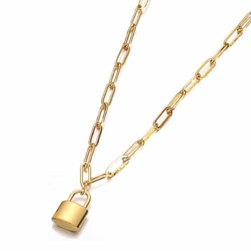 Choker Dorado Paperclip Candado