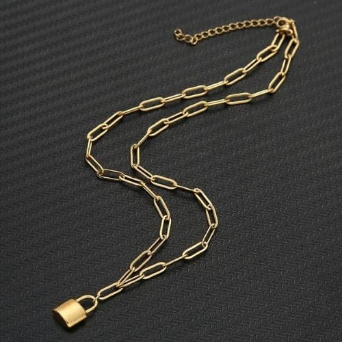Choker Dorado Paperclip Candado