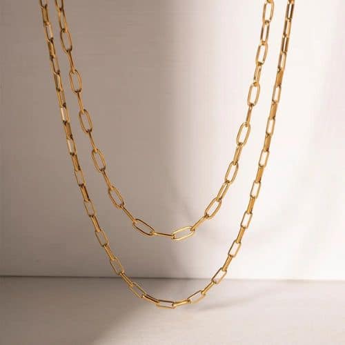 Collar Dorado Paperclip Doble