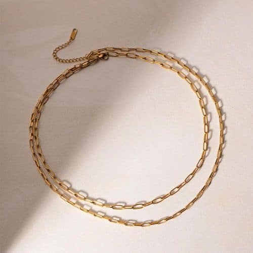 Collar Dorado Paperclip Doble