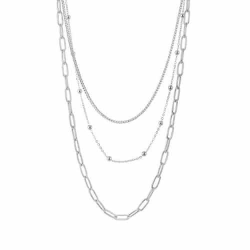 Collar Múltiple Plateado Paperclip