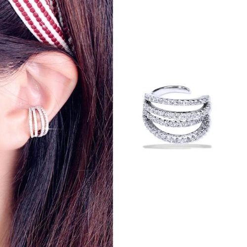 Ear Cuff Plateado Zirconias