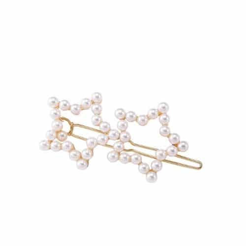 Gancho Dorado Dos Estrellas con Perlas Para Cabello