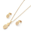 Juego de Cadena y Aretes Dorados Piña