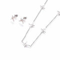 Juego de Cadena y Aretes Plateados Ritmos Cardiacos