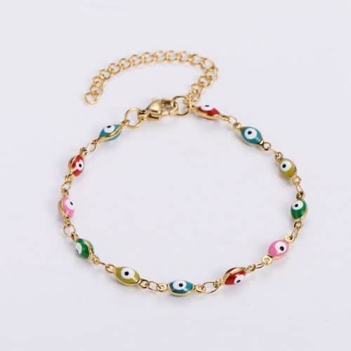 Pulsera Dorada Ojo Turco de Colores