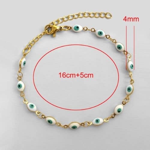 Pulsera Dorada Ojo Turco Azul Ovalado