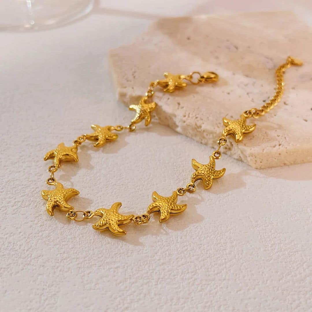 Pulsera Dorada Estrellas de Mar Doradas
