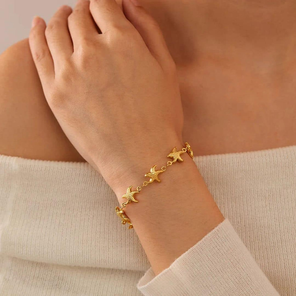 Pulsera Dorada Estrellas de Mar Doradas