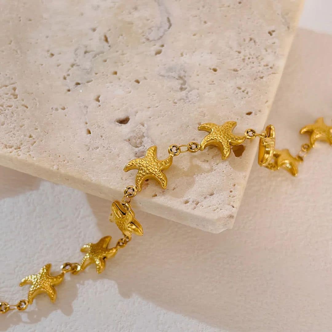 Pulsera Dorada Estrellas de Mar Doradas