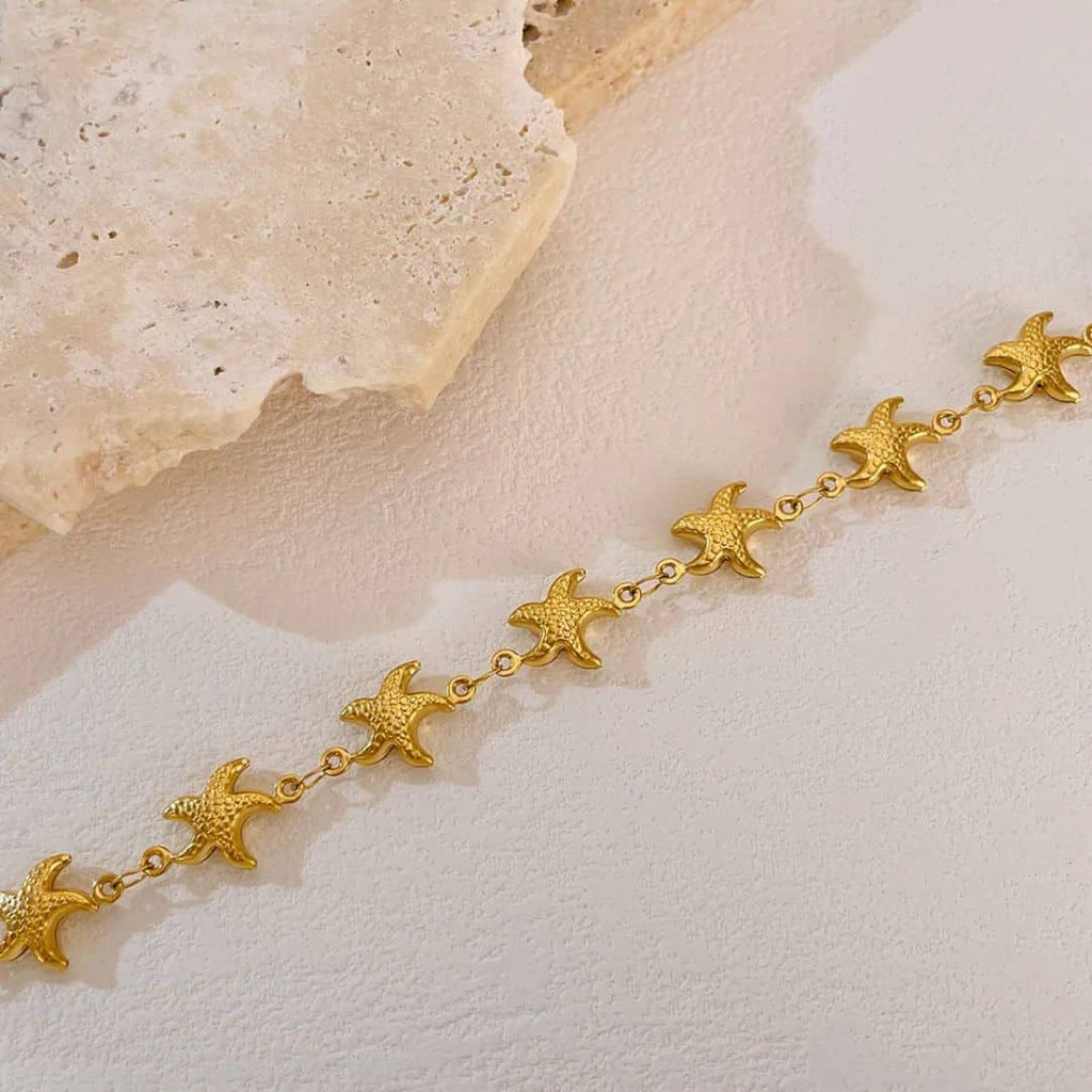 Pulsera Dorada Estrellas de Mar Doradas