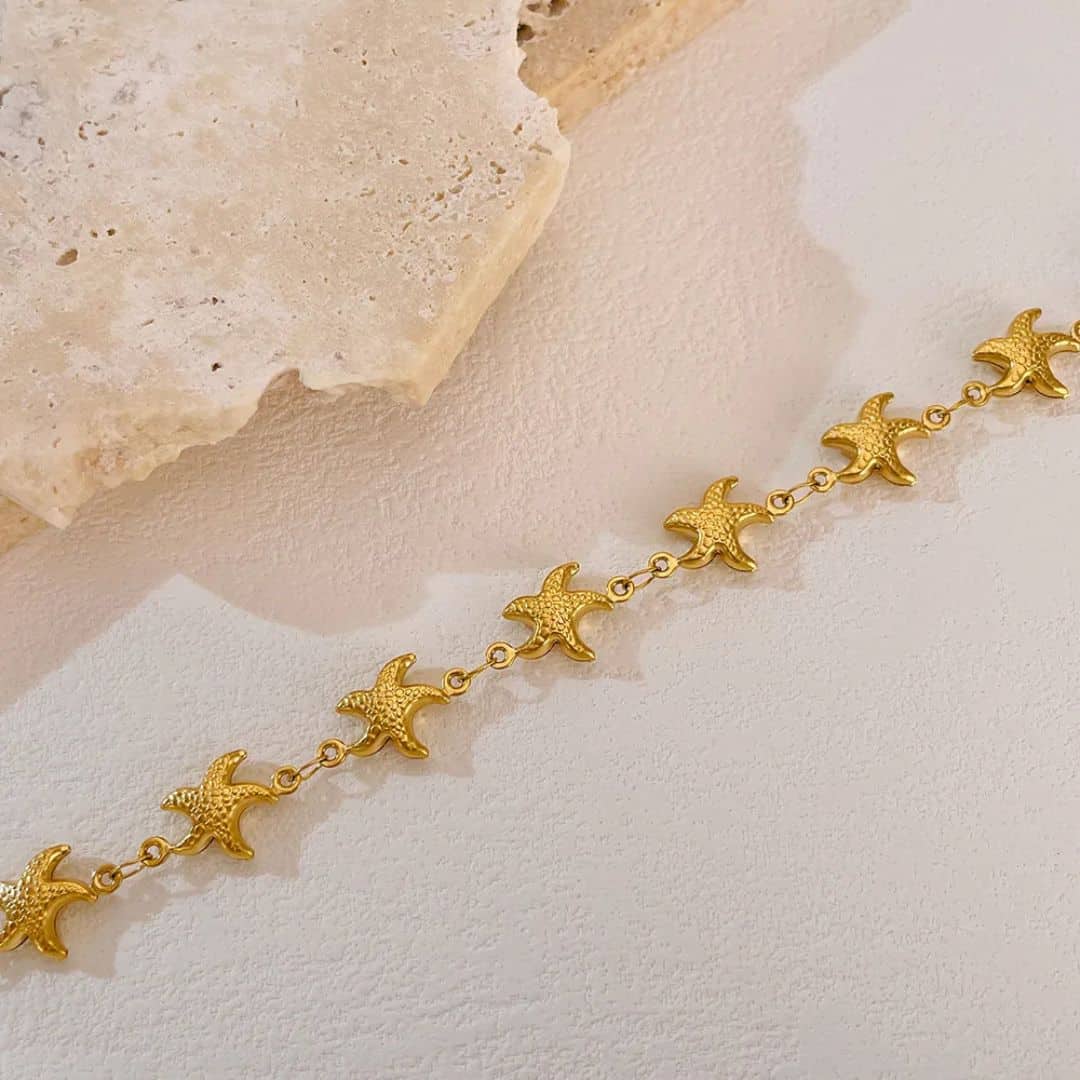 Pulsera Dorada Estrellas de Mar Doradas