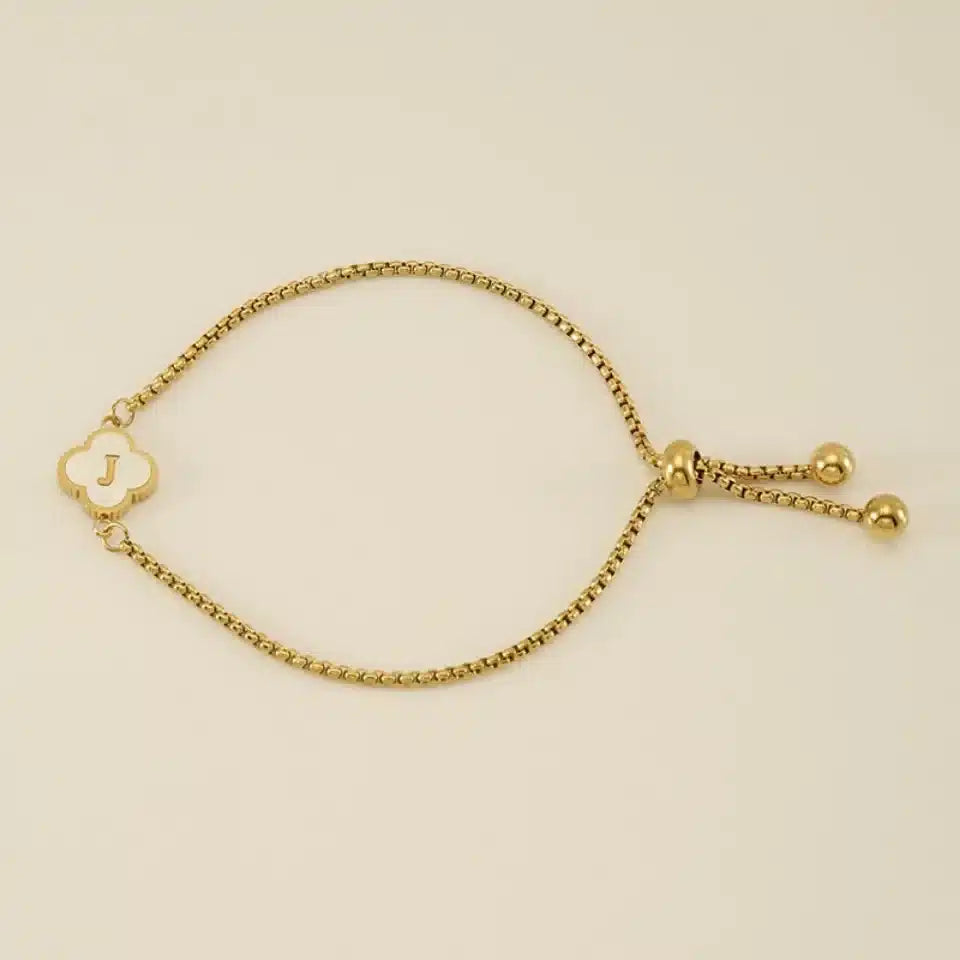 Pulsera Dorada Flor Letra J