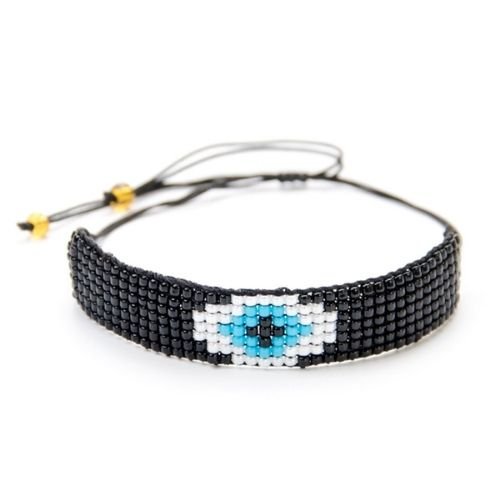 Pulsera Negra Miyuki Ojo Turco