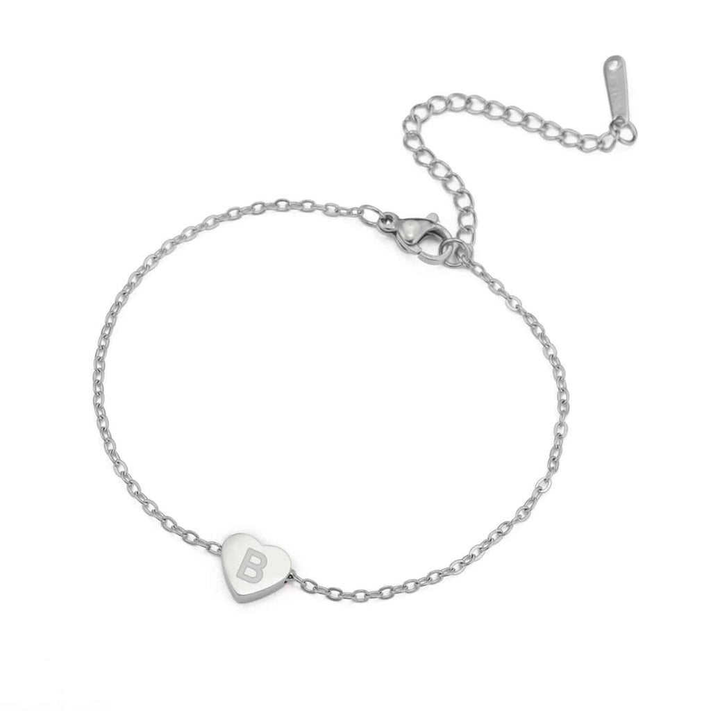 Pulsera Plateada Corazon Letra B