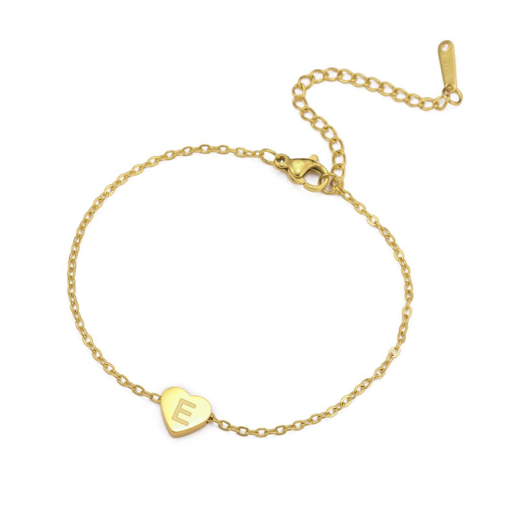 Pulsera Dorada Corazón Letra E