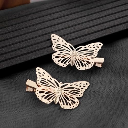 Set de 2 Clips Dorados Mariposas