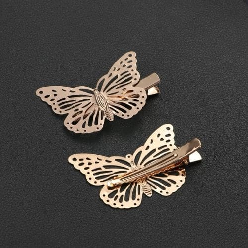 Set de 2 Clips Dorados Mariposas