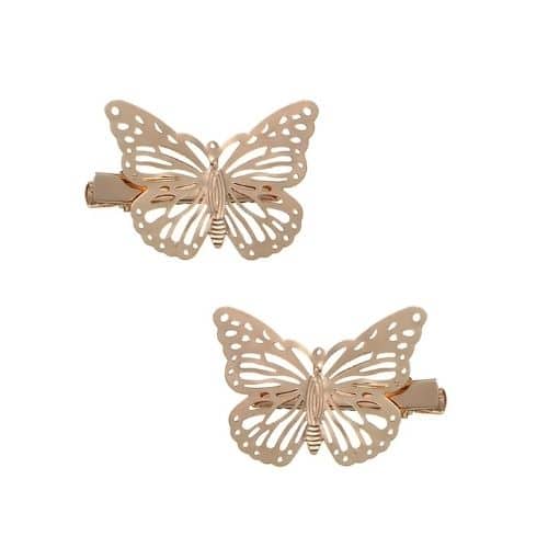 Set de 2 Clips Dorados Mariposas