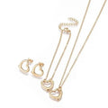 Set de Cadena Pulsera y Aretes Dorados Corazon